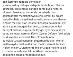 Tanınmış musiqiçi, prodüser millət vəkili ilə həmfikir oldu 3 image-asifins